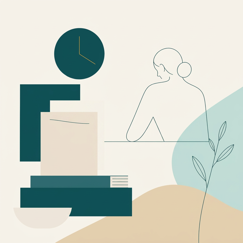 Illustration: reduzierte Alltagsszene aus Verantwortung, Raum und Pause